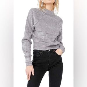Free People Too Good Mock Neck Slouchy Knit Sweater In Steel Gray Women's Medium